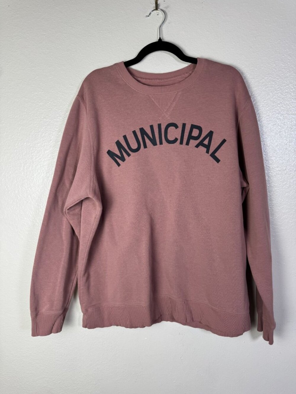 Municipal Mauve Pink Crewneck Sweatshirt Men size XL Cotton Blend Athleisure